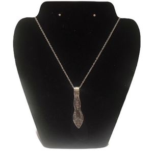 Handmade boho repurposed silver‎ stainless steel floral spoon pendant necklace